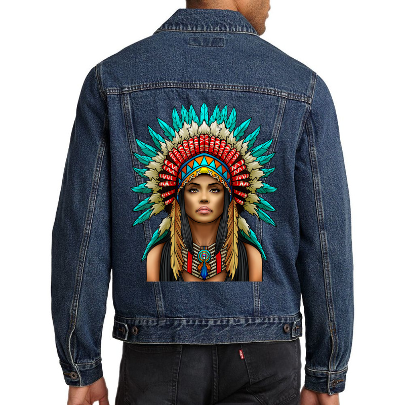 Native American Woman Indian Warrior Men Denim Jacket | Artistshot