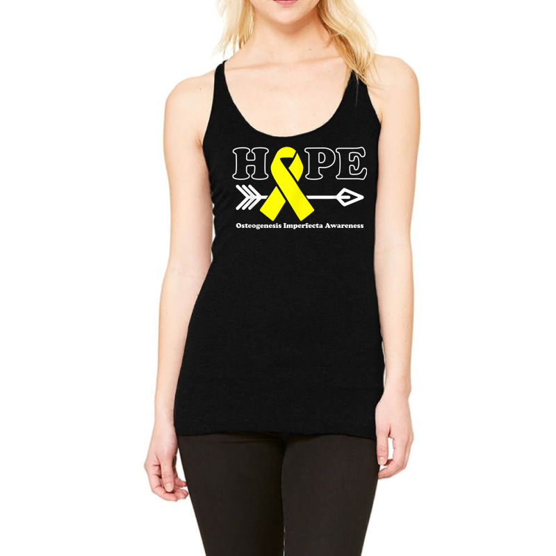 Hope   Osteogenesis Imperfecta Awareness Yellow Ribbon Racerback Tank by Bewitch | Artistshot