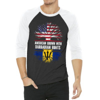 American Grown With Barbadian Roots Usa Flag Barbados 3/4 Sleeve Shirt | Artistshot