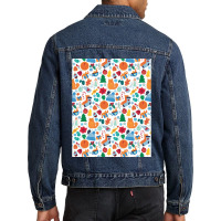 Cozy-winter-cartoon-seamless-pattern---winter-christmas- Men Denim Jacket | Artistshot