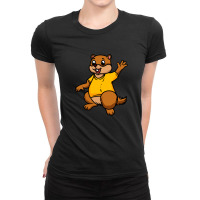 Cute Anthropomorphic Human-like Cartoon Character Marmot In Clothes Ladies Fitted T-shirt | Artistshot