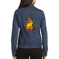 Cute Anthropomorphic Human-like Cartoon Character Marmot In Clothes Ladies Denim Jacket | Artistshot