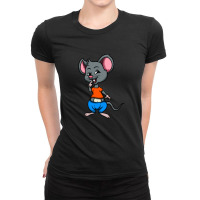 Cute Anthropomorphic Human-like Cartoon Character Mouse In Clothes Ladies Fitted T-shirt | Artistshot