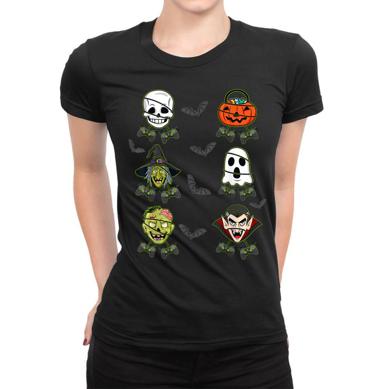 Halloween Skeleton Gaming Witch Vampire Zombie Boys Kids T Shirt Ladies Fitted T-Shirt by cm-arts | Artistshot