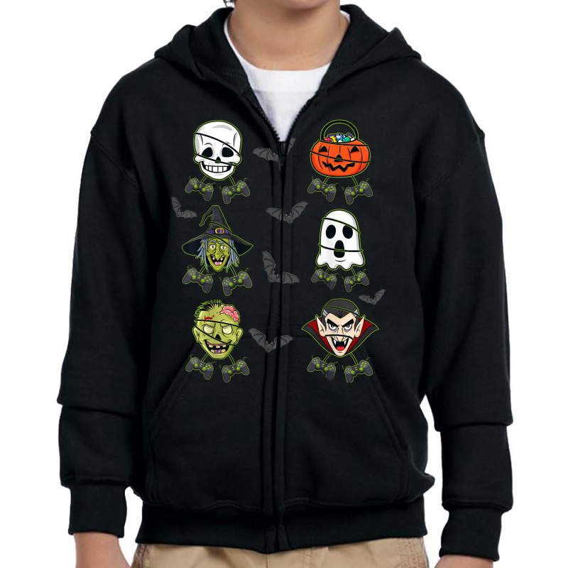 Halloween Skeleton Gaming Witch Vampire Zombie Boys Kids T Shirt Youth Zipper Hoodie by cm-arts | Artistshot