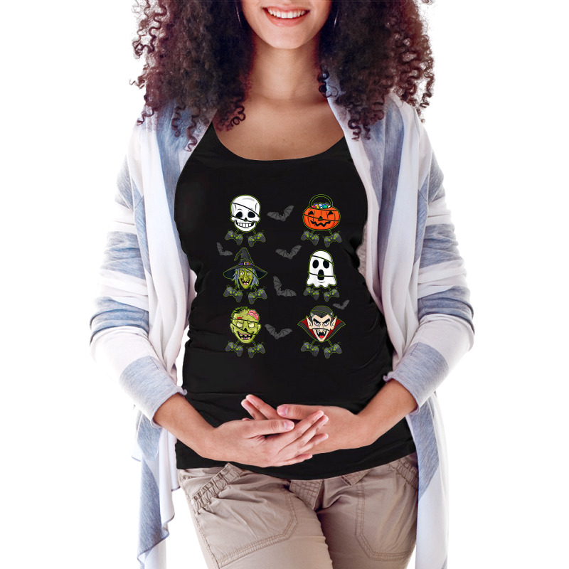 Halloween Skeleton Gaming Witch Vampire Zombie Boys Kids T Shirt Maternity Scoop Neck T-shirt by cm-arts | Artistshot