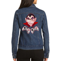 Funny Vampire With Gaming Controllers Halloween Costume Day Ladies Denim Jacket | Artistshot