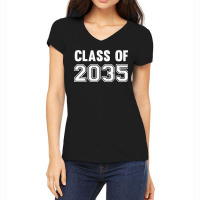 Class Of 2035 Grow With Me  Handprints Go On The Back Women's V-neck T-shirt | Artistshot