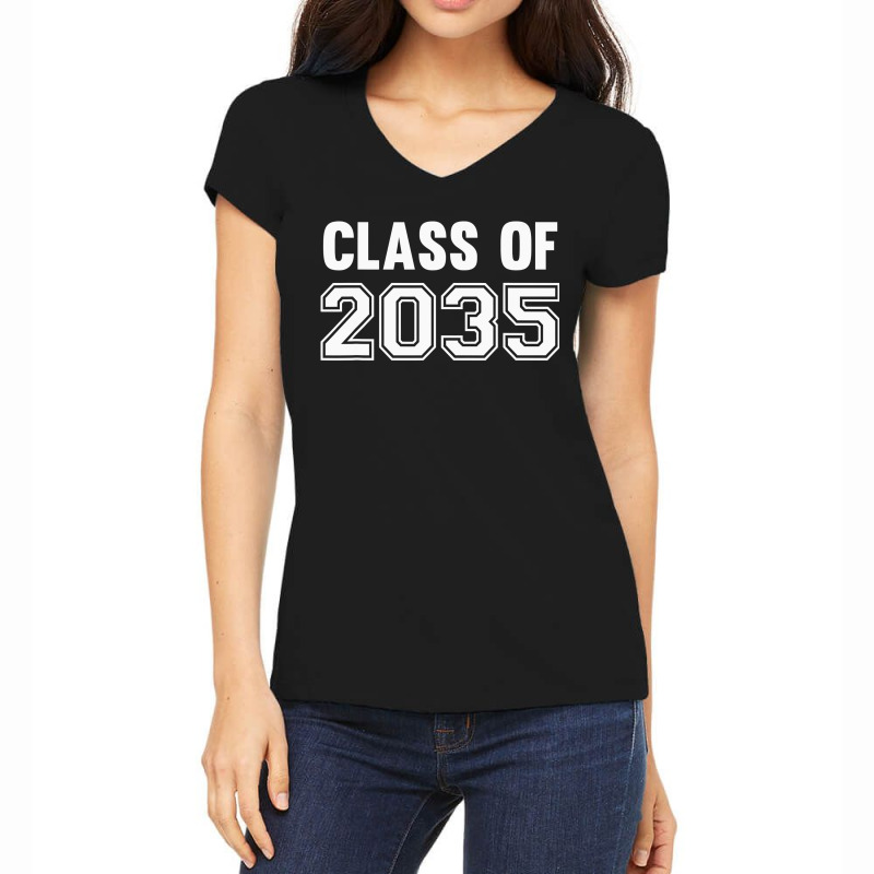 Class Of 2035 Grow With Me  Handprints Go On The Back Women's V-Neck T-Shirt by cm-arts | Artistshot