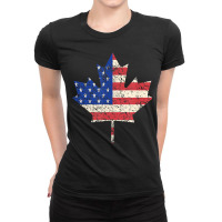 Combined American Canadian Flag Usa Canada Maple Leaf Ladies Fitted T-shirt | Artistshot