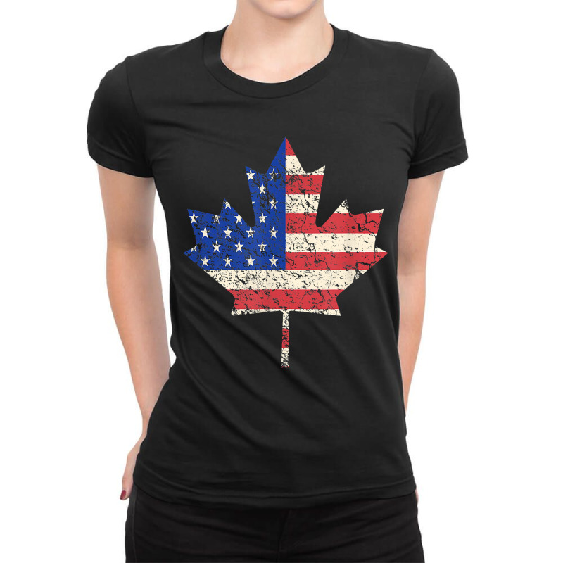 Combined American Canadian Flag Usa Canada Maple Leaf Ladies Fitted T-Shirt by JustinStringer | Artistshot