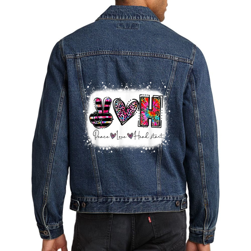 Peace Love Head Start Back To School Leopard Kids Teacher Men Denim Jacket by RandiCrystalGraber | Artistshot