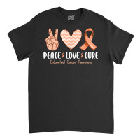 Peace Love Hope Endometrial Cancer Awareness Peach Ribbon Classic T-shirt | Artistshot