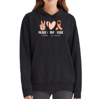 Peace Love Hope Endometrial Cancer Awareness Peach Ribbon Vintage Hoodie | Artistshot