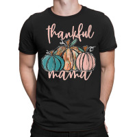 Womens Thankful Mama Mom Boho Pumpkins Vintage Fall Thanksgiving V Nec T-shirt | Artistshot