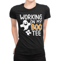 Working On My Boo Tee Funny Halloween Costume Men Women Gym Ladies Fitted T-shirt | Artistshot