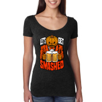 Let's Get Smashed Pumpkin Halloween Drinking Beer Bartender Women's Triblend Scoop T-shirt | Artistshot