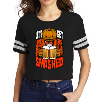 Let's Get Smashed Pumpkin Halloween Drinking Beer Bartender Scorecard Crop Tee | Artistshot