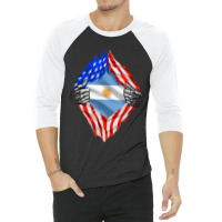 Super Argentine Heritage Argentina Roots Usa Flag 3/4 Sleeve Shirt | Artistshot