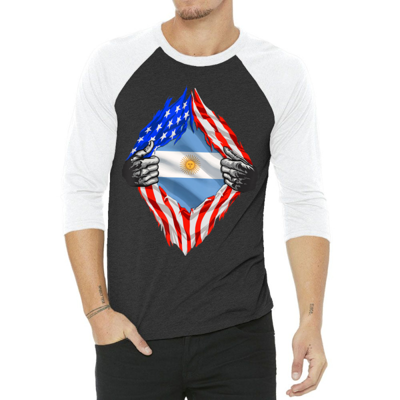 Super Argentine Heritage Argentina Roots Usa Flag 3/4 Sleeve Shirt | Artistshot