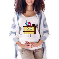 15th Birthday Cake With Candles Icing Chocolate Vanilla Maternity Scoop Neck T-shirt | Artistshot