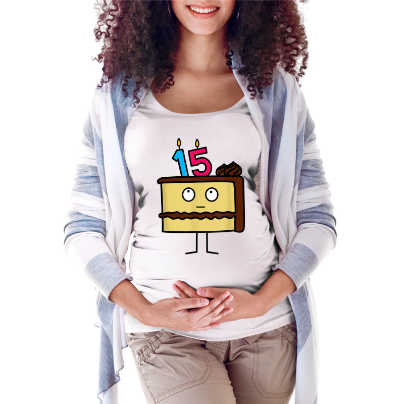 15th Birthday Cake With Candles Icing Chocolate Vanilla Maternity Scoop Neck T-shirt by cm-arts | Artistshot