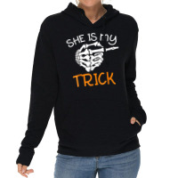 She Is My Trick With Halloween Night Costume Skeleton Finger Lightweight Hoodie | Artistshot