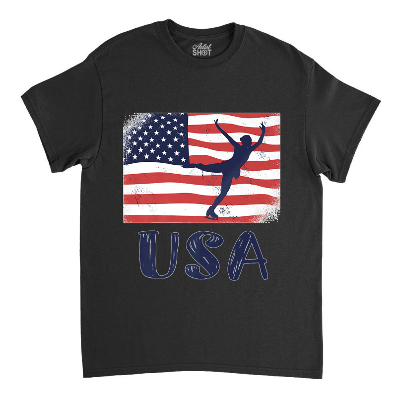 Ice Skating Dance Usa Vintage Support American Usa Flag Premium Classic T-shirt by URVIBUPADHYAY | Artistshot