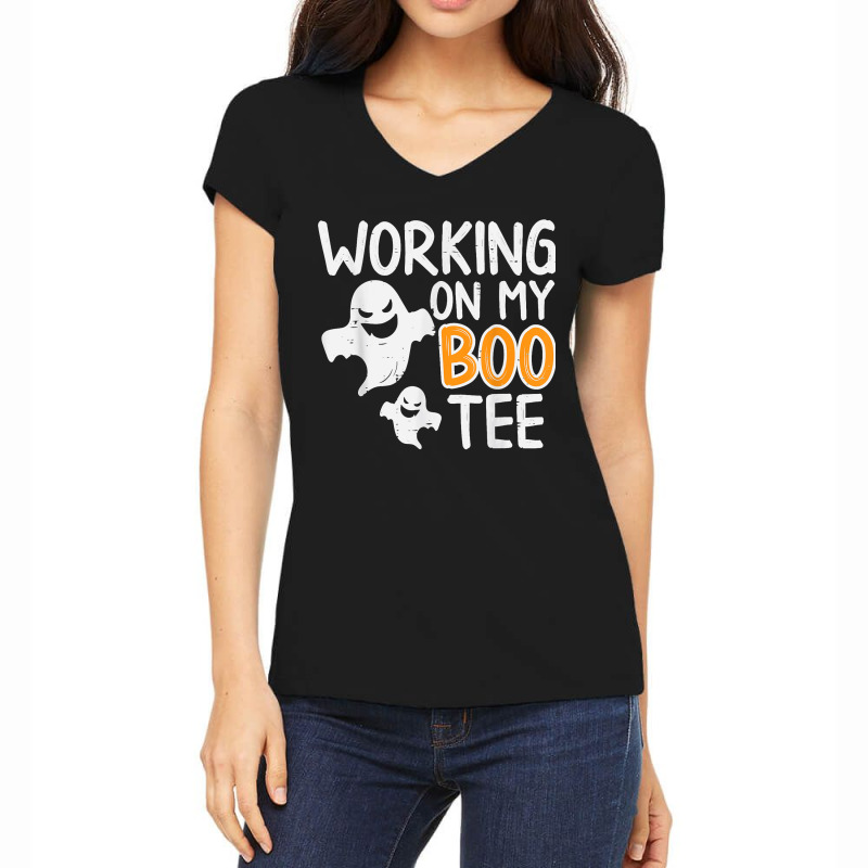 Working On My Boo Tee Funny Halloween Costume Men Women Gym Women's V-Neck T-Shirt by MaryTMcgoffin | Artistshot