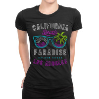 California Beach Paradise Los Angeles Golden Coast Neon 80s Zip Hoodie Ladies Fitted T-shirt | Artistshot