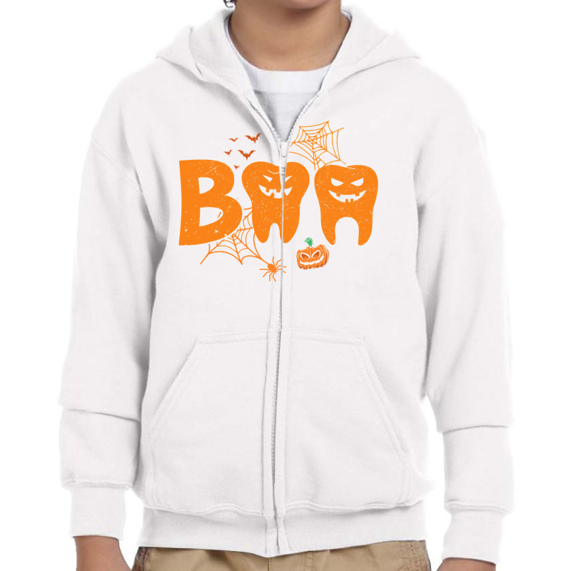 Halloween Boo Dentist Pumpkin Costume Dental Assistant Gift Youth Zipper Hoodie | Artistshot