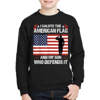 American Flag Tee To Salute Military Veteran Son Youth Sweatshirt | Artistshot