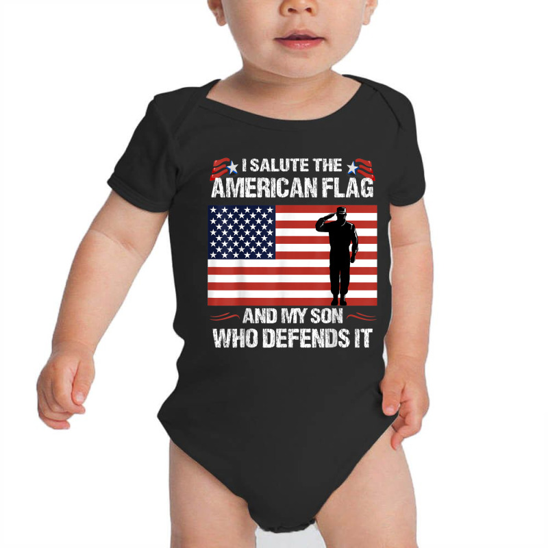 American Flag Tee To Salute Military Veteran Son Baby Bodysuit by cm-arts | Artistshot