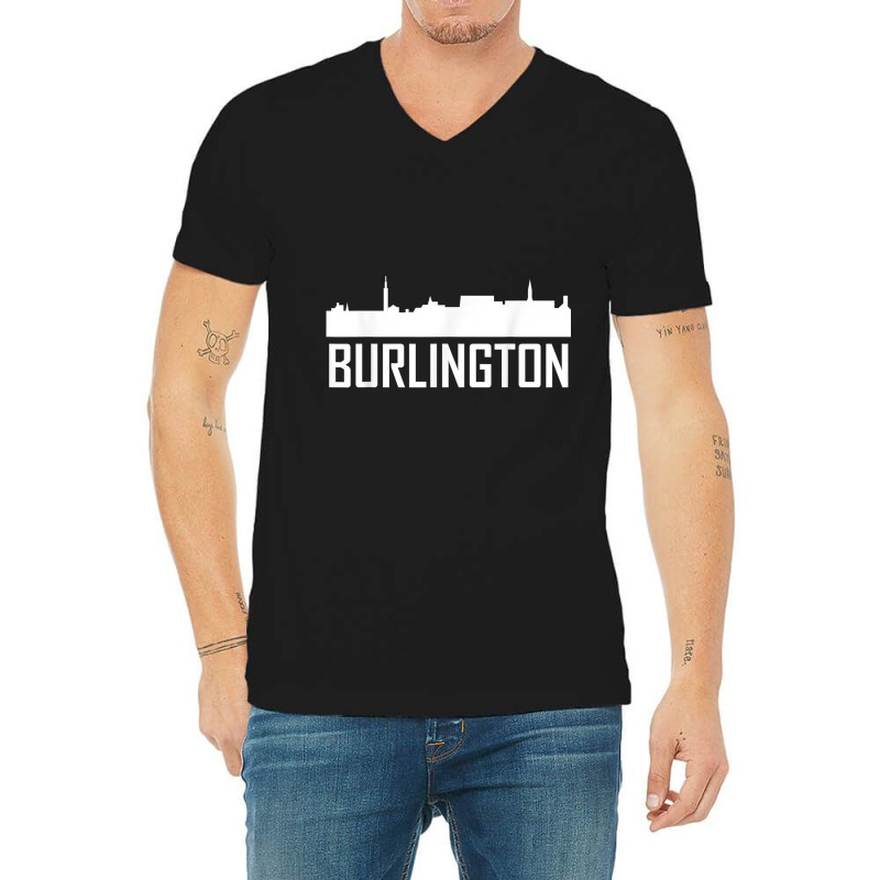 Burlington Vermont Skyline Silhouette T Shirt V-neck Tee | Artistshot