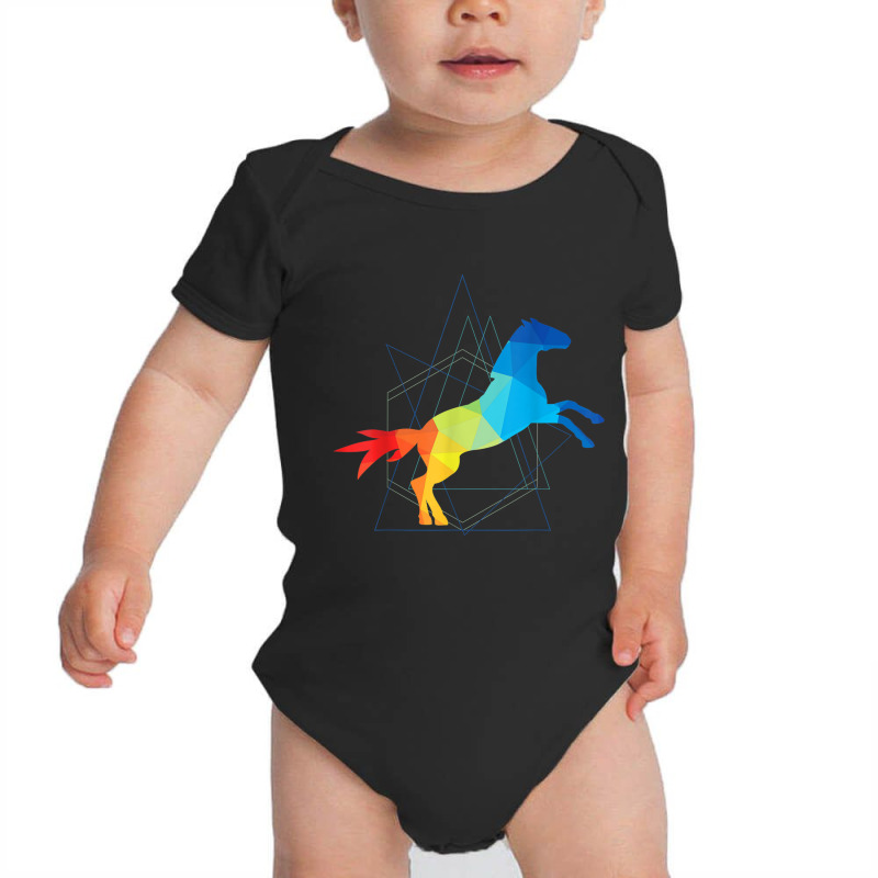 Colorful Horse T Shirt   Bucking Stallion Tee Baby Bodysuit by cm-arts | Artistshot