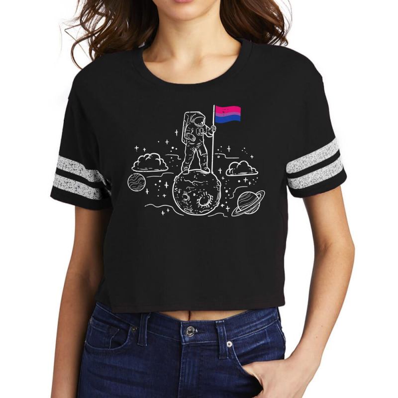 Astronaut Moon Bisexual Flag Space Lgbtq Gay Pride Ally Bi Scorecard Crop Tee | Artistshot