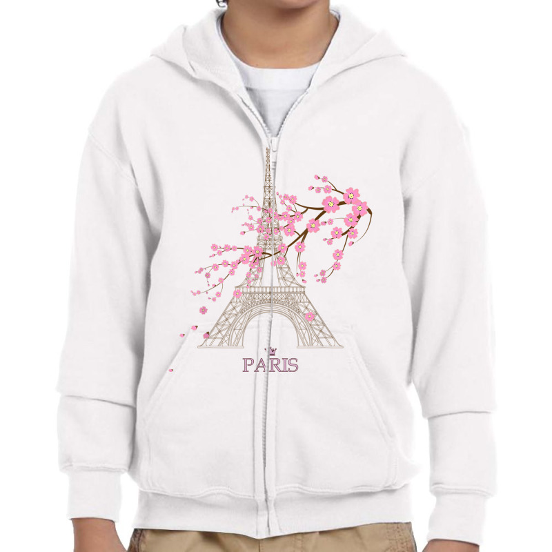 Paris Eiffel Tower The Sign Of Love France Parisian Home T Shirt Youth Zipper Hoodie by cm-arts | Artistshot