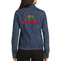 California 'bear Republic' State Flag Zip Hoodie Ladies Denim Jacket | Artistshot