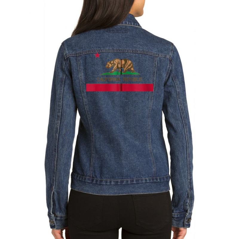 California 'bear Republic' State Flag Zip Hoodie Ladies Denim Jacket by cm-arts | Artistshot