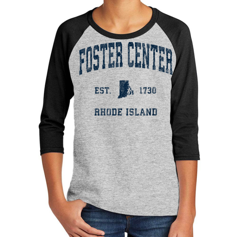 Foster Center Rhode Island Ri Vintage Athletic Navy Sports D Youth 3/4 Sleeve by Complete | Artistshot