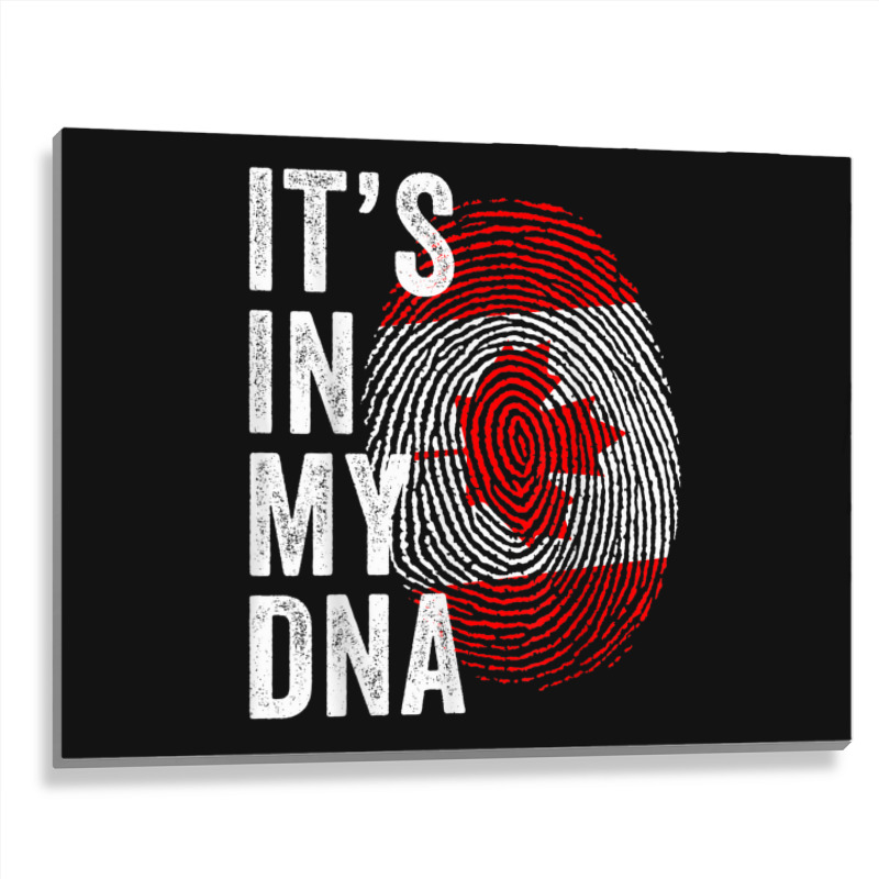 Canada It's In My Dna Cute Canadian Flag Fingerprint Flag Metal Print Horizontal by Color | Artistshot