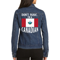 Canadian Flag Dont Panic Im A Canadian Canada Premium T Shirt Ladies Denim Jacket | Artistshot