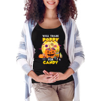 Will Trade Poppy For Candy Halloween Scary Pumpkin Face Moon Maternity Scoop Neck T-shirt | Artistshot