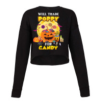 Will Trade Poppy For Candy Halloween Scary Pumpkin Face Moon Cropped Sweater | Artistshot