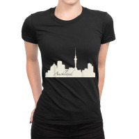 Auckland, New Zealand City Skyline Souvenir Style T Shirt Ladies Fitted T-shirt | Artistshot