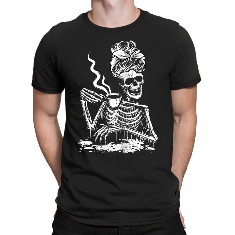 Womens Coffee Drinking Skeleton Lazy Diy Halloween Costume Women T-shirt | Artistshot