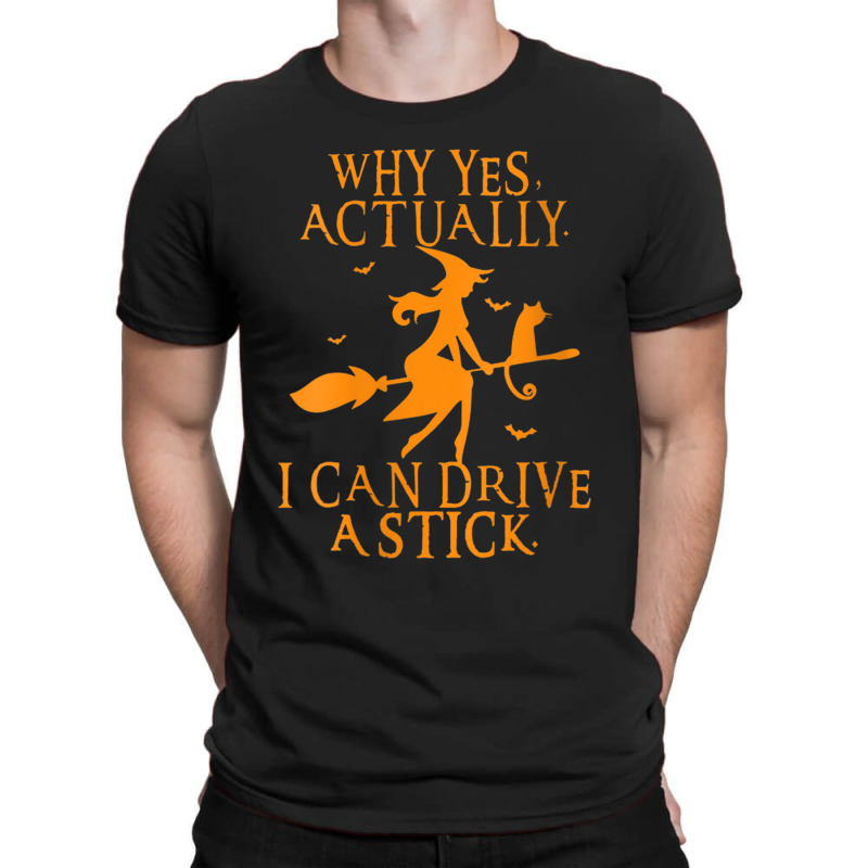 Womens Why Yes Actually I Can Drive A Stick Halloween V Neck T-shirt | Artistshot