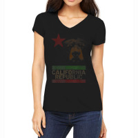 California Republic Bear Monarch Flag Proud Patriotic Women's V-neck T-shirt | Artistshot