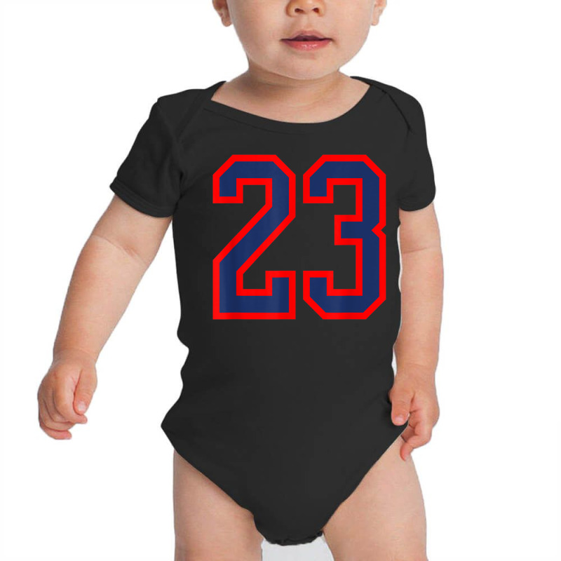 Jersey Number #23 Red Blue Sports Birthday Lucky Number 23 Baby Bodysuit by Outpost | Artistshot