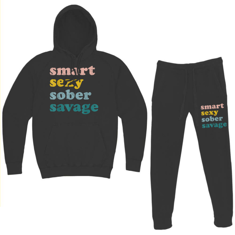 Retro Vintage Smart Sexy Sober Savage Recovery Hoodie & Jogger Set | Artistshot